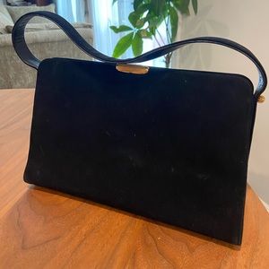 Vintage COBLENTZ Black Suede Leather Square Handbag Purse Pocketbook. Gorgeous